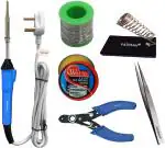 Fadman Multicolor Beginner Basic Soldering Iron Kit, Solder Wire, Stand, Wire Cutter, Soldering Fux, Tweezer, Soldering Iron (Set Of 6)