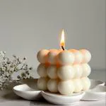 MOLERA BUBBLE CANDLE DIYA- Bubble Candle Diya Cube Soy Wax Candles, Candles for Home Decor, Velas Aromaticas, Scented Candle Handmade, Natural Soy Wax Based, Aesthetic Room Decor,Diwali Candles ,Birthday Candles(MultiColor,Set Of 2)