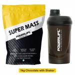 PowerLift Super Mass with Shaker (1kg, Rich Chocolate) High Protein Mass Gainer For Muscles Gain | With Digezyme Blend, added Multivitamins & Minerals