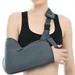 Mowell Arm Sling Pouch Belt, Arm Brace Immobilizer with Elbow Support for Left/Right Hand Fracture, Sprain, Dislocation, and Pain Relief Grey (Large)