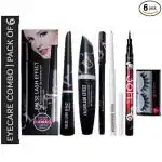 CLASSYHUDA PROFESSIONAL LIQUID EYELINER, MASCARA, EYEBROW PENCIL, WHITE KAJAL, SKETCH EYELINER & EYELASHES. COMBO [PACK OF 6] EYE MAKEUP MINI KITS