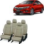 AUTO-SAFE Beige PU Leather Car Seat Cover for Honda City