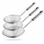 Spider Strainer Skimmer, Set of 3 Asian Strainer Ladle Stainless Steel Wire Skimmer Spoon with Handle for Kitchen Frying Food, Pasta, Spaghetti, Noodle