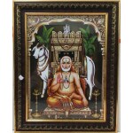 pujaNpujari God Photo Frames Lord Raghavendra Swamy Gold Coated Fiber Photo Frame for Wall Hanging Puja Mandir Medium