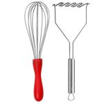 DreamBasket Stainless Steel Egg Whisk / Egg Beater & Potato Masher / Pav Bhaji Masher for Kitchen