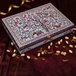 Riwaz El Blue Peacock design Empty box Design Dry Fruit Premium Gift Box | Premium Gift Hamper | Handmade luxury gift box| Diwali Dry Fruit Gift Box