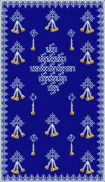 Sri Yagnaa - Decorative Muggu Backdrop with Flower Hanging Design (5*8 Ft) (Blue)