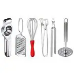 DreamBasket Lemon Squeezer & Grater & Whisk & Pakkad & Chimta & Potato Masher for Kitchen