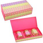 Jaiccha Ghasitarm Gifts Pink Green Almonds, Chocoaltes and Nutties 3 Jars Box 600 gram