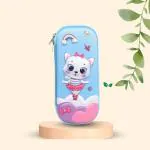 Silly Panda Minimalist Blue Kitty Pen Bag for Kids - Perfect for School, Travel, and Everyday Use