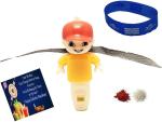 Kavim Kids RAKHI 23550 Plastic (PVC) Rakhi Set (Smart Boy Light Whistle Rakhi For kids n Mahakal Hand Band)