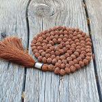 Feel Touch Mart 108+1 Beads Rudraksha Mala Jaap and Puja Mala Original Round Natural Bead Handmade Rudraksha Mala by