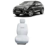 Kingsway Towel Fabric Car Seat Covers for Toyota Glanza, 2022 Onwards Model, Material: 100% Cotton, Color : White, Complete Set of All Seats (Car Specific Front + Rear Seat Covers)