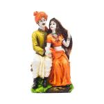 eCraftIndia Orange Embossed Polyresin Handicraft Rajasthani Man & Women Statue 9 inch x 5 inch