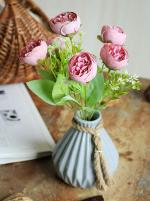 SATYAM KRAFT 1 Pcs Artificial Bridal Piano Rose Peony Flower for Gifting, Fake Flowers Sticks Bunch (Without Vase Pot)(Light Pink, Pack of 1)