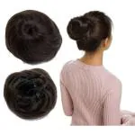 Clixfox Women and Girls Black Synthetic Fiber Bun Hair Extension