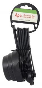 Plastic Black Measuring Cups (8 Pcs) Set and , MultiColour (pack of 1)