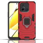 ZORZO Redmi 12C, Poco C55 Tough Armor Bumper Back Case Cover| Ring Holder & Kickstand in-Built | 360 Degree D5 Protection Case Cover for Redmi 12C, Poco C55 (Red)