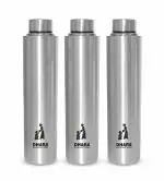 Dhara Stainless Steel Single Wall Insulated Everfresh Fridge Water Bottle Set of 3 Pcs 1000 ml | Airtight Cap | Rust Proof | Slim and Light Weight | Leak Proof | Easy to Carry Steel Water Bottles