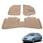 Kozdiko 3D Foot mats Beige Color Set of 3 pcs for Hyundai Verna Old