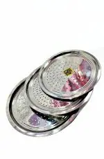 TimeKing Stainless Steel Food Cover/Milk Cover Plate/Steel Jali Plate/Multipurpose Hole Plate Set of 3 Pcs