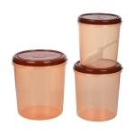 RANDAL Kitchen Storage Container Set Of 3, Air Tight Box Grocery With 1 Scoop - 5 L, 7 L, 10L Plastic Utility Container (Pack of 3, Brown)