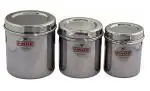 VINOD Steel Grocery Container - 250 ml, 350 ml, 450 ml (Pack of 3, Silver)
