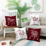 Indigifts Animal Pattern Designer Digitally Printed Satin Warli Art Ethnic Print Square Sofa Cushion Covers (16X 16 Inch) -Set of 4