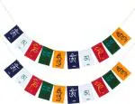 PARTY MIDLINKERZ Tibetan Prayer Multicolor Polyester Car Window Flag - Pack Of 2