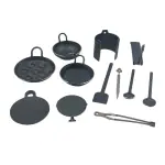 Kling Black Miniature Kitchen Set Real Cooking | Miniature Kitchen Set | Miniature Cooking Set | Mini Cooking Set of 12