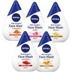 Nivea Women Face Wash for Sensitive Skin, Milk Delights Rose, Turmeric, Saffron, Besan Honey-50ml Pack of-5