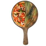 pb Papyrusbolsys Wood Serving Tray Pizza Platter Printed Design 012, Set of 1, Multicolour