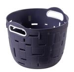 HOMIES 1 PC Round Plastic Storage Organizer Basket with Handles Size 29cm D X 23.5cm H Multicolor