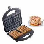 Lifelong LLWM105 750-Watt Belgian Waffle Maker for Home| Makes 2 Square Shape Waffles| Non-stick Plates| Easy to Use with Indicator Lights (1 Year Warranty, Black)
