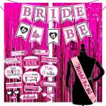 Zyozique 20 Pcs Bachelorette Party Decorations Kit,Bridal Shower Party Supplies & Engagement Party,Bride To Be Banner,Sash , Foil Curtain And Photo Bo