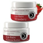 Dermistry Plumping Nourishing SPF 10 For Glossy Tinted Strawberry & Cocoa Lip Balm Shea Butter for Dry Dark Pigmented Chapped Lips Care