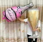 AMFIN Champagne bottle balloon/ Champagne bottle balloon rose gold/ Champagne bottle foil balloon/ Cheers balloon for birthday