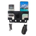 WALLVIEW TECH Plastic Apple Wall Mount Mobile Holder | Plastic Storage Case for Ac Tv Remotes | Multi-Purpose Wall Phone Stand for Charging | Remote Wall Organiser | Smart Stand Gadget | Black | Pack of 2 | 18 x 10 x 11 cm