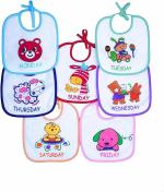 Mom's Pride Crawl'In Multicolor Cotton Daily Use Bibs-Cute Animal Design (Pack Of 6)