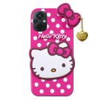 Fastship Silicone soft Hello Kitty with Pendant Case proper fit Back Cove for POCO M5 - Pink