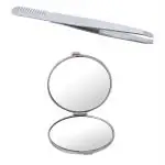 Gubb Slant Tip Bro Comb Tweezer For Eyebrows And Upper Lips With Mirror Pack of 2 For Women
