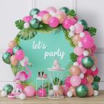 RG Accessories Pink, Green Rubber Solid Hawaiian Theme Balloon Garland For Birthday Decoration Balloon (Pack Of 61)