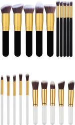 Bingeable Black, White Professional Makeup Brushes Set Soft Synthetic Multi Purpose (Set Of 10)