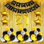 FANEX Solid 21 No. Happy Birthday Foil Balloon Decoration Items (Pack of 109)