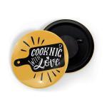 Dhcrafts Yellow Metal Cooking With Love D2 Printed Fridge Magnet, 5.8 Cm