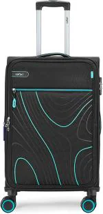 Safari Contour 8 Wheels 65 Cms Medium Check-in Trolley Bag Soft Sided Polyester 360 Degree Wheeling System Luggage, Trolley Bags for Travel, Suitcase for Travel, Black