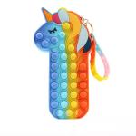 Jellify Multicolor Silicon Unicorn Shaped Colorful Pop It Pouch Cum Key Chain Stationery Pouch For Girls