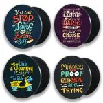 Phone Antics Mobile Holder Printed Designs Finger Grip Mobile Back Holder Grip Mobile Socket Grips (Circle) Pack of 4 (Life Quotes)