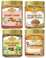 Dhampur Green Jaggery Combo | Organic Jaggery Powder, Palm Jaggery, Coconut Sugar and Brown Sugar, 1 kg set