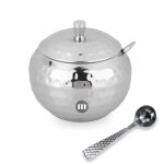 MARU Stainless Steel Hammered Ghee Pot | Ghee Pots With Spoon - 300ml Set of 1 Pc